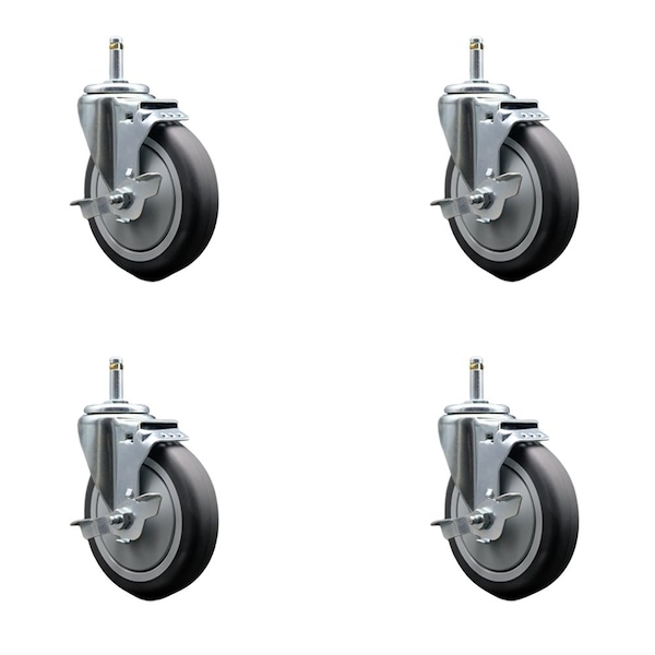 Service Caster FG9T4200BLA FG9T4300BLA FG9T4400BLA Rubbermaid Mobile Shelf Replace Caster Set, 4PK RUB-SCC-GR20S514-TPRB-TLB-716138-4 - main